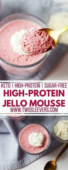 a spoon full of keto high protein sugar free jello mousse