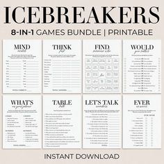 the icebreakers printable game is shown with instructions for each player to play