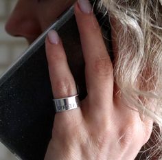 Pinky Ring For Women, Pinky Rings For Women, Silver Pinky Ring, Romantic Fonts, Artisan Rings, Engraved Design, Wide Ring, Wide Rings, Finger Rings