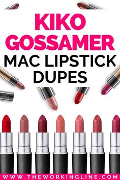 Discover the best MAC lipstick dupes from the Kiko Gossamer lipstick range; from Ruby Woo to Twig, from Rebel to Captive - the best Kiko MAC dupes! Kiko Lipstick, Mac Lip Liner, Best Mac Lipstick, Drugstore Lipstick