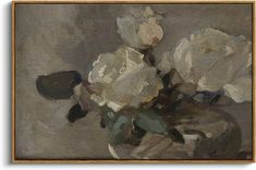 a painting of white flowers in a vase