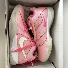 Used For One Season Of Basketball. Men’s 9. Pink Basketball Shoes, Pink Basketball, Shoes Nike, Pearl Color, Nike Zoom, Men's Nike, Mens Shoes Sneakers, Basketball Shoes, Nike Men