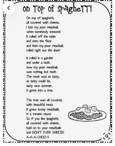 the poem on top of spaghetti is written in black and white, with an image of two