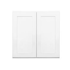 a white cabinet with two doors on each side