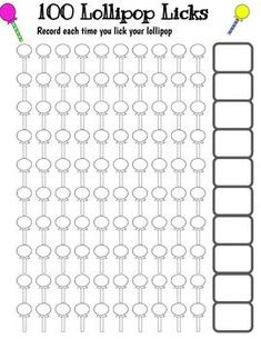 the 100 lollipop licks worksheet is filled with lots of candy