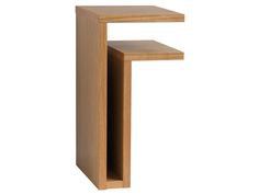 a wooden table with one shelf on the side