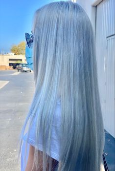 Virgin Human Hair Lace Front Wig Light Blue 150%Density 22" Light Blue Blonde Hair, Blonde Hair Blue Streaks, Blond Hair With Blue Highlights, Blonde With Blue Hair, Light Blue Hair Highlights, Baby Blue Hair Color, Blonde Hair With Blue Streaks, Blond And Blue Hair, Frost Blue Hair