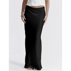 Discover Elegance and Comfort with Our High-Waist Satin Maxi Skirt Introducing the perfect blend of style and comfort - our High Waist Satin Maxi Skirt. Designed for the modern woman who loves to make a statement, this skirt is the epitome of elegance and sophistication. Whether you're heading to the office, a party, or a casual outing, this versatile piece is your go-to for any occasion. Key Features High-Quality Fabric: Made with a luxurious blend of polyester and silk, providing both durability and a silky-smooth feel. Flattering Fit: A slim-fit silhouette that hugs your curves in all the right places. Adjustable Lace-Up Design: For a customized and comfortable fit that flatters any body type. Timeless Style: The solid color and pencil silhouette make it a classic piece for any wardrobe Elegant High Waist Black Maxi Skirt, Elegant Maxi Skirt For Night Out, Casual Evening Maxi Skirt, Casual Maxi Skirt For Evening, Casual Evening Maxi Skirt With Relaxed Fit, Casual Relaxed Maxi Skirt For Evening, Chic Fitted Maxi Skirt For Night Out, Fitted Solid Color Skirt For Evening, Black Full Length Elegant Pencil Skirt