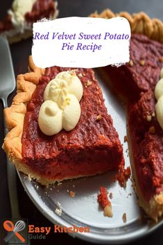 a piece of red velvet sweet potato pie