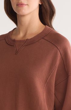 A boxy fit lends relaxed energy to this slightly cropped cotton-blend sweatshirt. 21 1/2" length (size Medium) Crewneck Long sleeves 80% cotton, 20% polyester Machine wash, tumble dry By Free People; imported Casual Relaxed Fit Cropped Sweater For Layering, Oversized Cropped Sweater With Ribbed Crew Neck, Oversized Cropped Sweater With Ribbed Collar, Fall Cropped Cotton Sweater With Ribbed Neckline, Fall Cotton Cropped Sweater With Ribbed Neckline, Crew Sweatshirt For Layering, Comfortable Crew Neck Sweatshirt, Cotton Cropped Sweater With Ribbed Crew Neck, Loungewear Cropped Sweater With Ribbed Collar