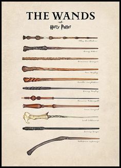 harry potter's wands are displayed in this poster