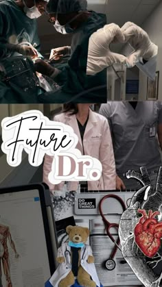 the collage shows doctors doing different things