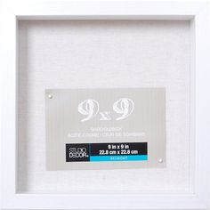 a white frame with a label on it