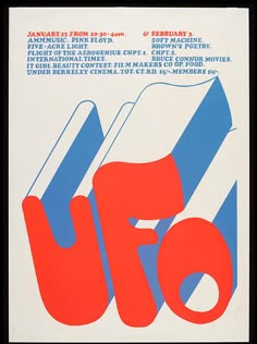 an advertisement for the 50th anniversary of the u f o, with red and blue letters