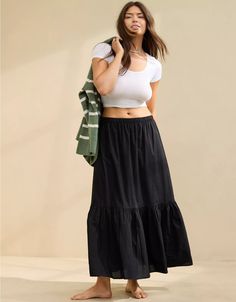 Aerie Poplin Tiered Maxi Skirt Casual Cotton Skirt With Gathered Waist, Casual Flowy Maxi Skirt With Gathered Waist, Casual Tiered Skirt Bottoms With Gathered Waist, Casual Tiered Skirt With Gathered Waist, Casual Cotton Maxi Skirt With Gathered Waist, Casual Flowy Maxi Skirt With Banded Waist, Casual Maxi Skirt With Banded Waist, Casual Daywear Maxi Skirt With Gathered Waist, Casual Maxi Skirt With Gathered Waist For Daywear