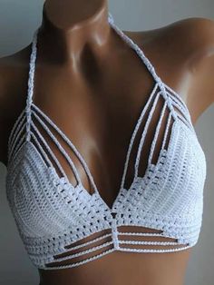 Crochet Bathing Suits, White Crochet Top, Crochet Top Pattern, Crochet Crop Top