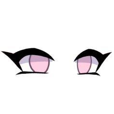 the eyes of an anime character with pink and black lashes, one eye has long eyelashes