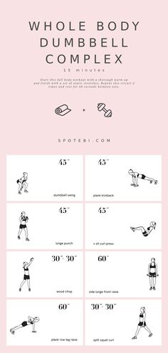 an exercise poster with the words, whole body dumbbell complex and instructions to use it