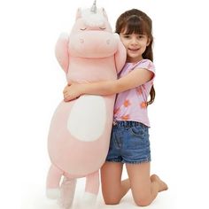 This giant unicorn pillow is 36.2 inches in length. The big unicorn pillow is made of skin-friendly and high-elastic fabric, filled with soft down cotton, which is very soft and comfortable. You can give this soft plush unicorn to your loved one on Christmas, Valentine's Day, birthday, Thanksgiving, baby party, Children's Day, and any other meaningful day. It will be an unforgettable gift! Size: 36.2".  Color: Pink. Stuffed Unicorn, Unicorn Plushies, Plush Unicorn, Care Bears Plush, Large Stuffed Animals, Unicorn Stuffed Animal, Unicorn Pillow, Small Stuffed Animals, Girl Kid