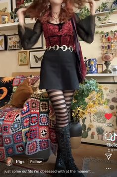 Whimsie Goth, Wimsey Goth Style, Red Goth Outfits, Whimsigoth Fashion, Whimsigoth Style, Witchy Fall, Whimsy Goth, Alt Fashion