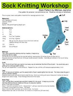 the sock knitting workshop manual is shown with instructions for how to knit it and how to use