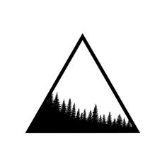 a triangle with trees on it and the shape of a triangle is shown in black against a white background