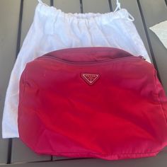 Prada Makeup Bag With Dust Bag. Prada Makeup Bag, Prada Makeup, Prada Pink, Bags Prada, Berry Color, Prada Bags, Cosmetic Bags, Cosmetic Bag, Makeup Bag