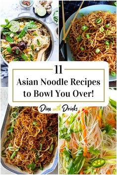 Collage of 4 asian noodle recipes. Light Asian Meals, Asian Side Dishes Noodles, Japanese Noodle Recipes, Spicy Asian Noodles, Easy Asian Noodle Recipes, Chinese Dishes Recipes, Yummy Noodles, Asian Noodle Dishes, Asian Dinner