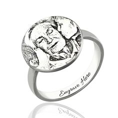 Memory Jewelry, Disc Ring, Memory Ring, Birthday Pins, Mother Rings, Name Photo