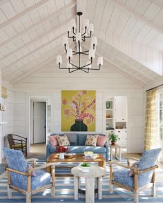 a living room filled with furniture and a fire place in the middle of a room