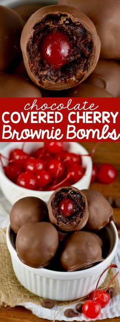 This Chocolate Covered Cherry Brownie Bombs are the perfect combo of flavors! Fancy Christmas Baking, Easy Christmas Sweets Recipes, My Pins Saved Boards Recipes Desserts, Chocolate Covered Christmas Treats, Easy Holiday Desserts Christmas, Brownie Vegan, Chocolate Covered Desserts, Cherry Brownies, Chocolate Covered Cherry