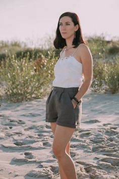 "Simple linen shorts for summer. The shorts are not very tight, so you can wear them both for business meetings and for walks with family and friends. There are pockets on both sides. You can experiment and pair the shorts with any other outfit, or wear them on a low or high rise.  We don't create fast fashion. We create a sustainable foundation for many years. FABRIC The materials are resistant to washing and the quality of the seams ensures that the shorts will last you for many years. The shorts were made of 100% pure linen, have a medium weight 185g/m2. It won't shrink and they are soft and nice to wear. High quality with Ecotex-100 certificate. Linen is produced in Belarus from local crops. SIZE AND COLOR You can customize your shorts and choose the color and size that suits you. Size Chic Linen Summer Bottoms, Linen Shorts For Summer Outings In Spring, Linen Shorts For Summer And Spring, Linen Shorts For Spring And Summer Outings, Chic Bermuda Shorts For The Beach, Chic Bermuda Shorts For Beach, Chic Bermuda Beach Shorts, Linen Shorts For Vacation, Summer Linen Shorts For Vacation