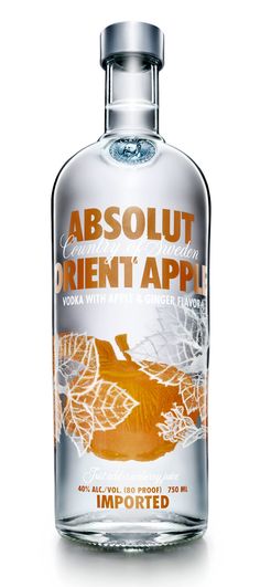 an empty bottle of absolut is shown on a white background with the words, absolut orientt applix