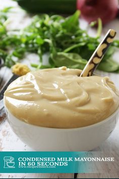 A bowl of Condensed milk mayonnaise with salad ingredients in the background Nestle Recipes, Malt Vinegar, Seafood Cocktail, Salad Cream, Fast 800, Bacon Potato Salad, Food Sauces, Mayonnaise Recipe, Bacon Potato