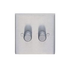 the two lights are on in this stainless steel wall light switch plate, which is also available for both single and double switches