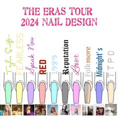 💚💛💜❤️🩵🖤🩷🩶🤎💙🤍 Ears Tour Nails, Taylor Swift Nail Ideas, Taylor Swift Tour Outfits, Nail Time, Swift Tour