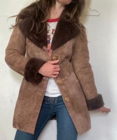 Vintage 60s/70s Sherpa Jacket in amazing condition for its age, in rare XS size. Hardly looks worn. Very well made, very warm. Measurements: XXS/S PTp: 16" Shoulder to Shoulder 15" length 31" sleeve length 18.5" (cuffed) Long Sherpa Jacket Outfit, Womens Jackets, Sherpa Jacket Outfit, Cold Girl, Sherpa Jacket, Very Well, Jacket Outfits, Dark Brown, Jackets & Coats