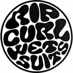 the word surf in black and white on a circle