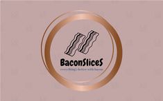 bacon slices logo on a pink background