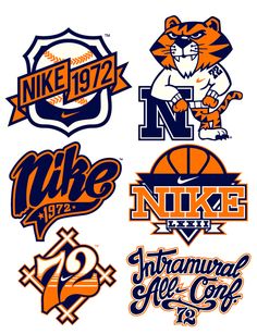 various sports logos are shown in different colors and sizes, including one for the basketball team