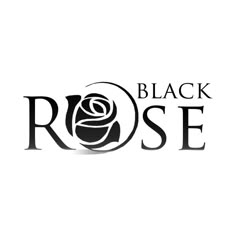 the black rose logo is shown on a white background, and it has an image of a