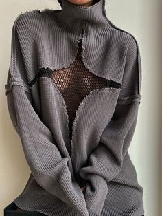 Y2K Women Spring Autumn Hollow Out Sweaters Knitwear Mesh Patchwork Long Sleeve High Neck Ribbed Knitted PulloversHello! Welcome to our store!Quality is the first with best service. customers all are our friends.Fashion design,100% Brand New, high quality! There is 2-3% difference according to manual measurement.please check the measurement chart carefully before you buy the item.1 inch = 2.54 cmPlease note that slight color difference should be acceptable due to the light and screen.What You Ge Turtleneck Top Outfit, Hollow Sweater, Gothic Mode, Casual Turtleneck, Fishnet Top, Oversized Jumper, 90s Grunge, High Neck Long Sleeve, Long Sleeve Turtleneck