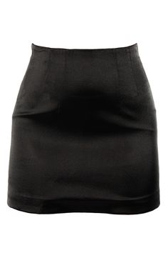 Custom options available | Colors | Sizes | Lengths Tailored to perfection, Clair is a high waisted satin custom uniform mini skirt with a gold zipper that makes an entrance coming and going. Crafted from a durable heavy weight semi matte stretch satin, this skirt is cut to a flattering A-line silhouette. The darts at the waist allow for the perfect fit and sits 2" above the natural waist finishing 6" above the knee. The Japanese gold zipper in the back has a locking rubber head which adds a spe Fitted Satin Short Length Bottoms, Fitted Satin Mini Bottoms, Fitted Satin Short Bottoms, Elegant Short Skirt For Parties, Classic Black Mini Skirt For Party, High-waist Satin Lined Skirt, Elegant Short Inseam Party Skort, Fitted Mini Skirt For Party, Sleek Short Skirt For Party