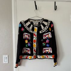 So Cute. Evc! One Pulled Thread As Pictured. Michael Simon, Sweaters Vintage, Crochet And Knitting, Colorful Sweaters, Vest Jacket, Poker, Design Details, Sweaters For Women, Thread