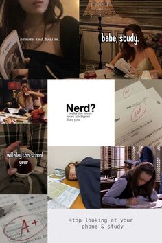 a collage of photos with the words nerd?