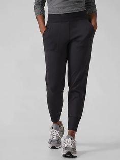 Venice Jogger | Athleta Linen Joggers, Work And Travel, Printed Joggers, Grey Joggers, Black Joggers, Active Wear Pants, Athleta Pants, Straight Leg Pants, Workout Pants