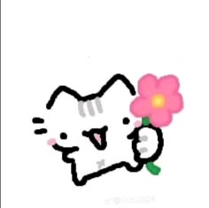 a drawing of a cat with a flower in it's mouth and the caption hello kitty