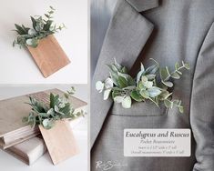 there is a boutonniere with greenery on it