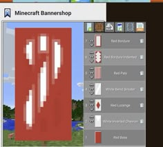 an image of a computer screen with the text minecraft bannershop in red and white