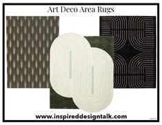 art deco area rugs in black, white and gold